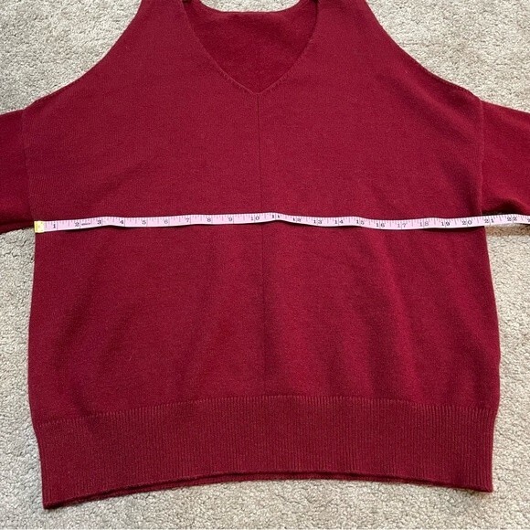 Maroon Cold-Shoulder Sweater Size L - Picture 4 of 9